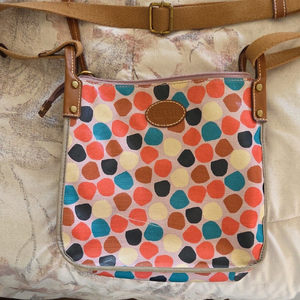 Fossil Multicolor Polka Dot Crossbody Bag